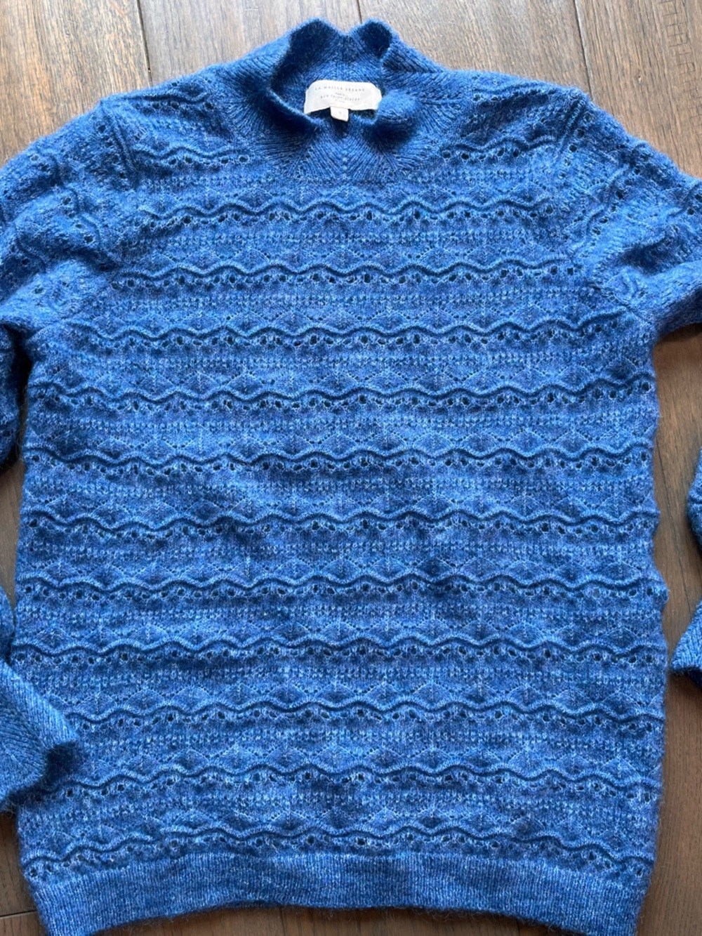 Sezane Blue Women's Textured Knit Sweater